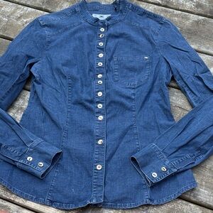Elisabetta Franchi Jeans Blue Button-Up Denim Shirt size 44 ( US 6-8)